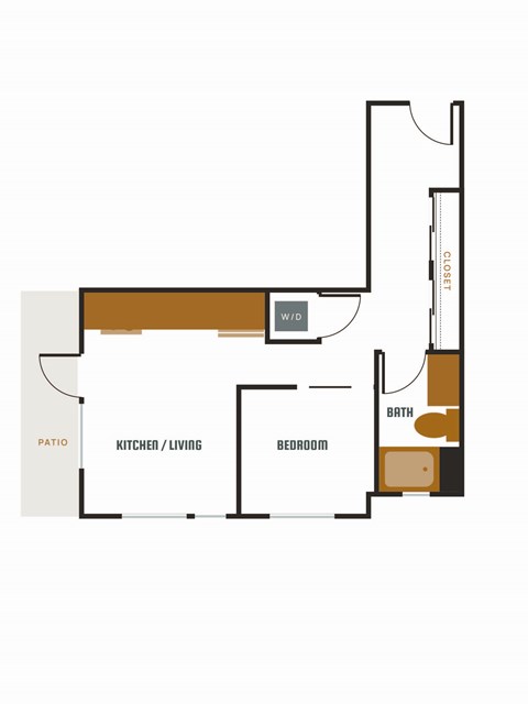 Floor plan for 1 bed, 1 bath